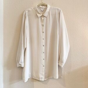 JJill‎ Cream Beige Button Front Tunic Shirt Blouse Women's Plus Size 2X